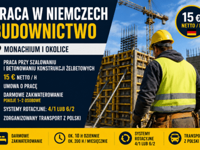Pracownik ogólnobudowlany / cieśla szalunkowy - NIEMCY 15€ netto