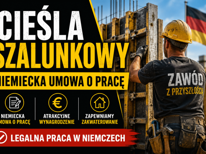 Cieśla szalunkowy Niemcy (Hamburg) - 19–21 € brutto/h + darmowe zakwaterowanie - niemiecka umowa
