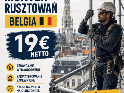 Monter rusztowań / pomocnik - Belgia - Polska umowa - do 19€ netto